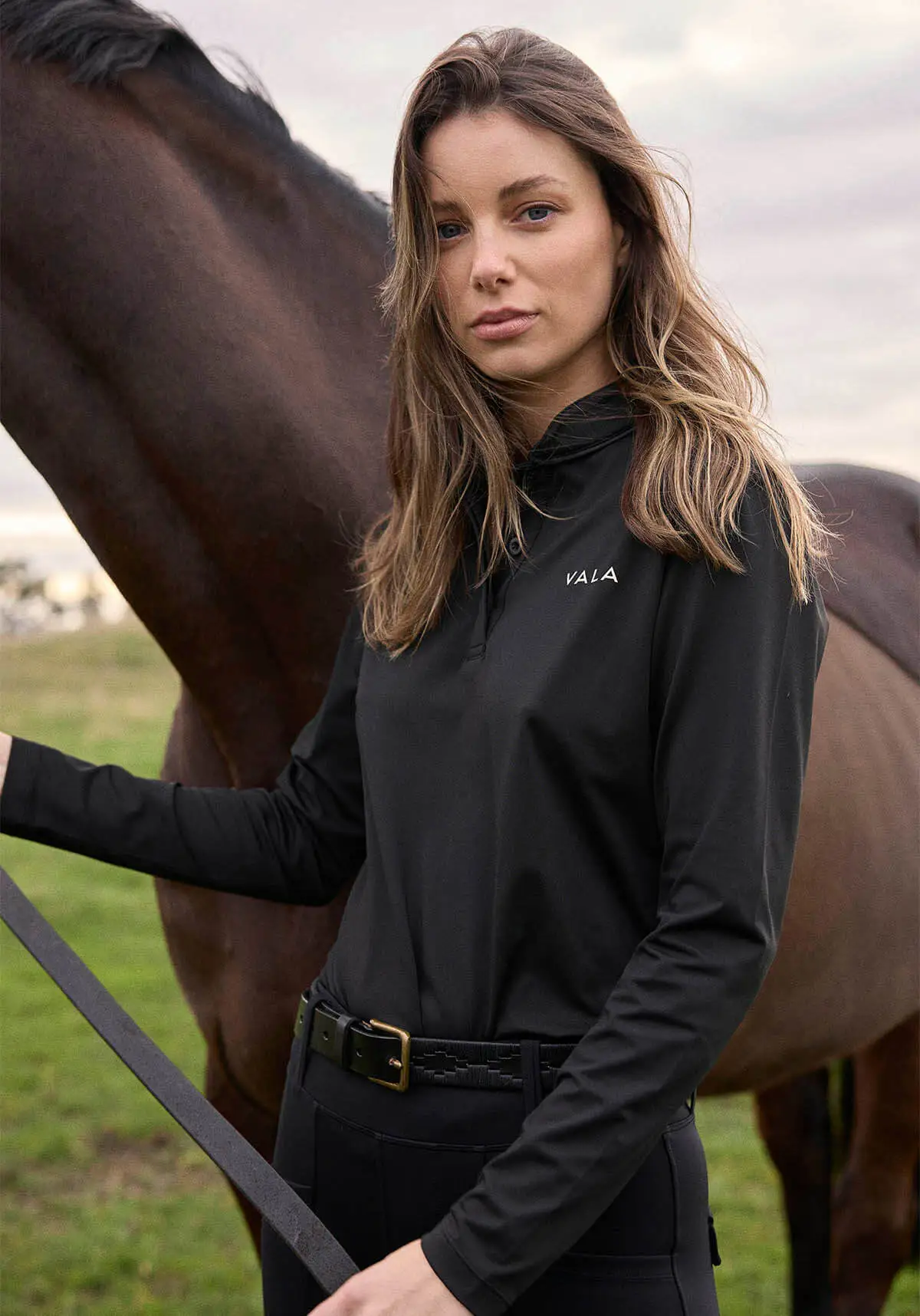 Connected Long Sleeve Polo - Black - Image 4