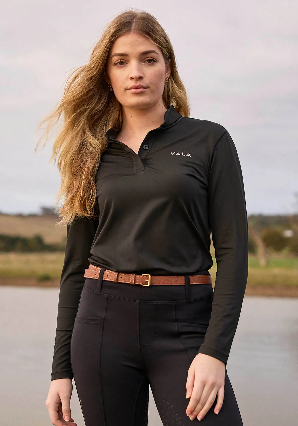 Connected Long Sleeve Polo - Black - Image 5